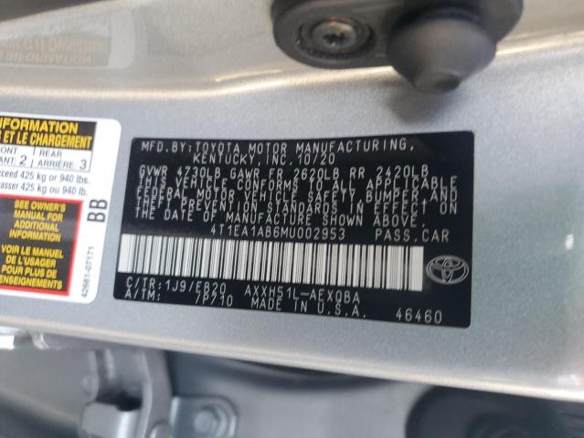 2021 TOYOTA AVALON XSE 4T1EA1AB6MU002953