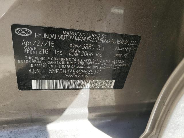 2016 HYUNDAI ELANTRA SE 5NPDH4AE4GH685371