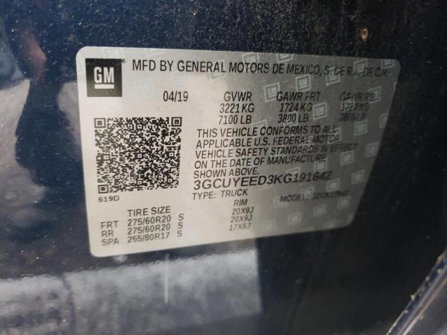 2019 CHEVROLET SILVERADO - 3GCUYEED3KG191642