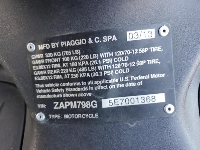 2014 PIAGGIO MOTORCYCLE ZAPM798G5E7001368