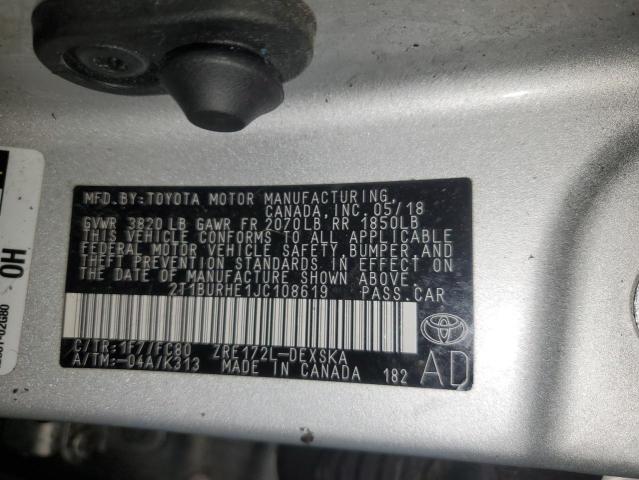 2018 TOYOTA COROLLA L - 2T1BURHE1JC108619