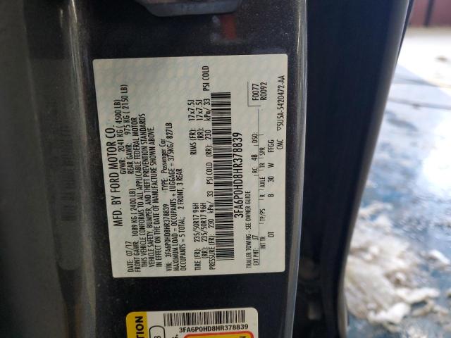 2017 FORD FUSION SE - 3FA6P0HD8HR378839