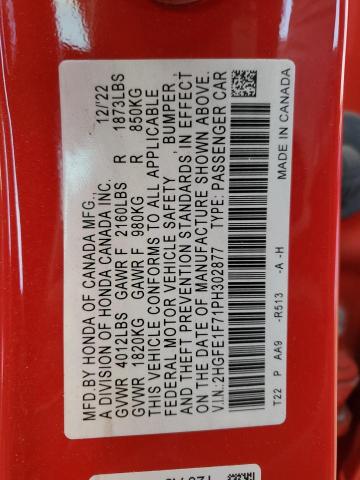 2023 HONDA CIVIC EX 2HGFE1F71PH302877