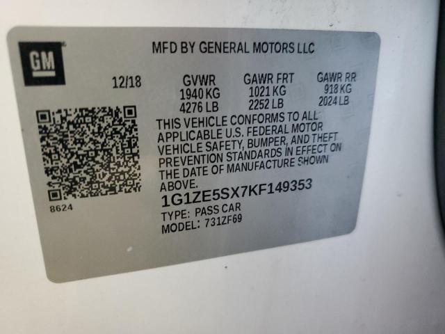 2019 CHEVROLET MALIBU PRE - 1G1ZE5SX7KF149353