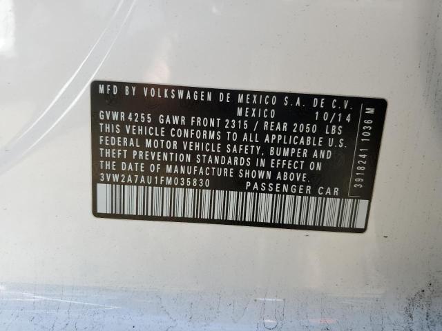 2015 VOLKSWAGEN GOLF TDI 3VW2A7AU1FM035830