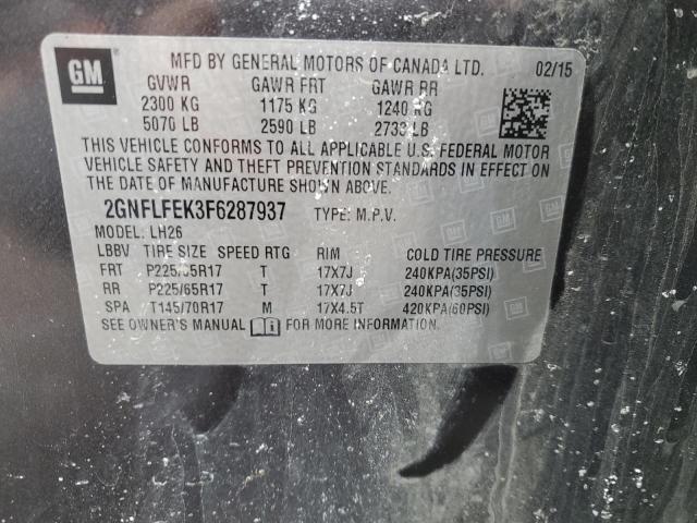 2015 CHEVROLET EQUINOX LT 2GNFLFEK3F6287937