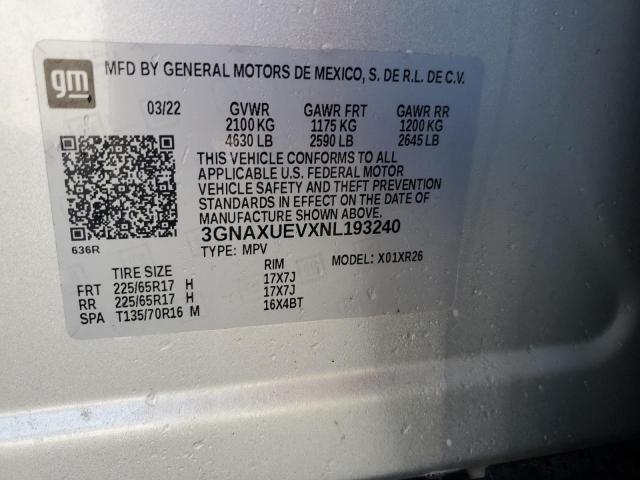 2022 CHEVROLET EQUINOX LT 3GNAXUEVXNL193240