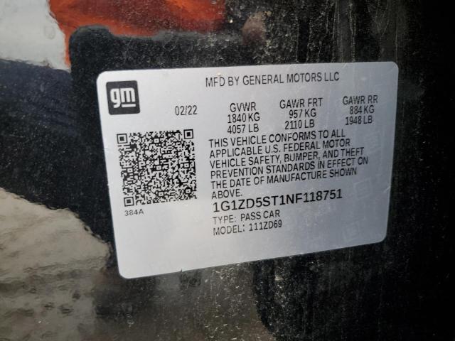 2022 CHEVROLET MALIBU LT - 1G1ZD5ST1NF118751
