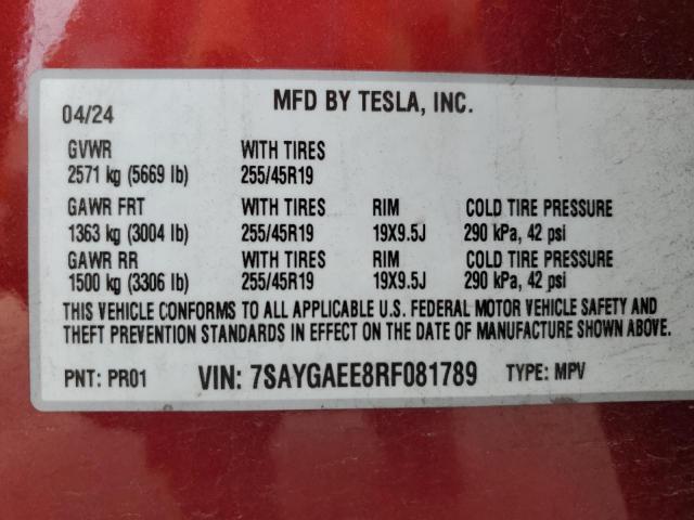 2024 TESLA MODEL Y - 7SAYGAEE8RF081789