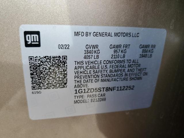 2022 CHEVROLET MALIBU LT - 1G1ZD5ST8NF112252
