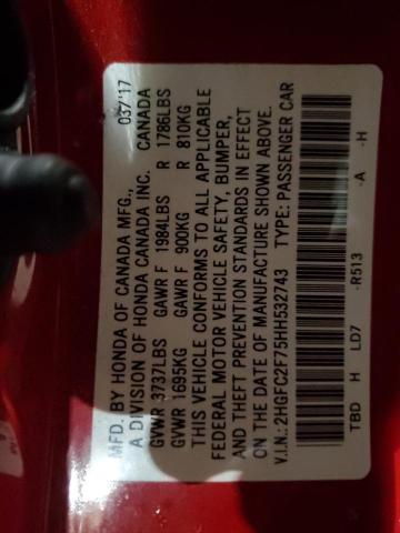2017 HONDA CIVIC EX - 2HGFC2F75HH532743