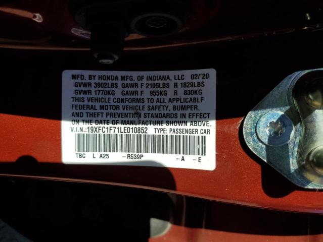 2020 HONDA CIVIC EXL 19XFC1F71LE010852