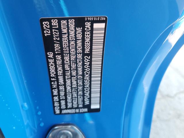 2024 PORSCHE CAYMAN GTS WP0AD2A85RK269492