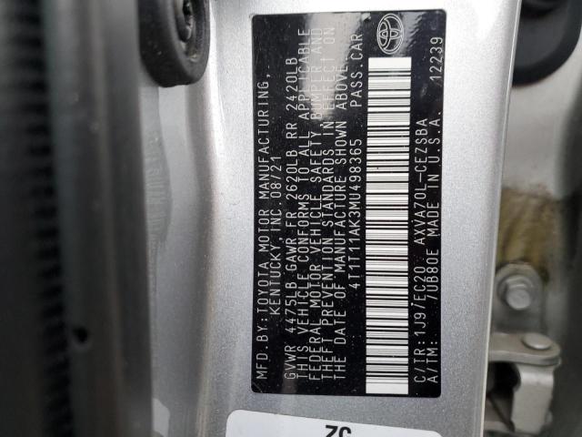 2021 TOYOTA CAMRY SE 4T1T11AK3MU498365