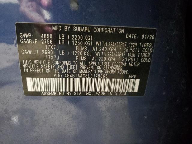2020 SUBARU OUTBACK 4S4BTAAC8L3178865