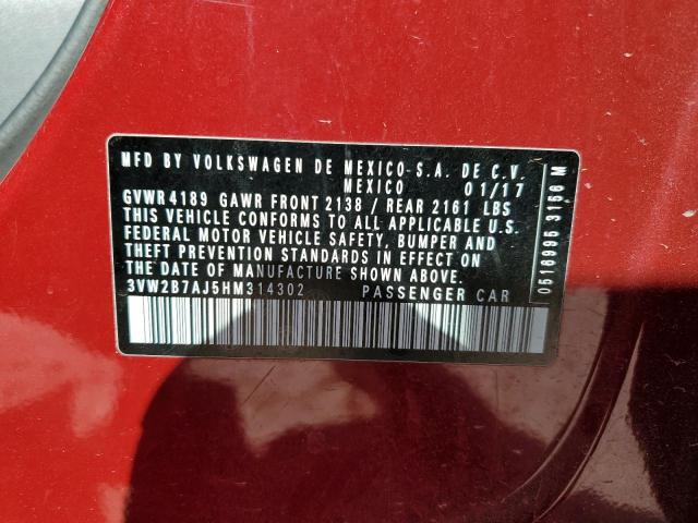 2017 VOLKSWAGEN JETTA S 3VW2B7AJ5HM314302