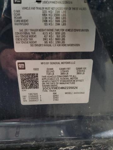 2022 CHEVROLET SILVERADO - 1GCUYHED4NZ235024