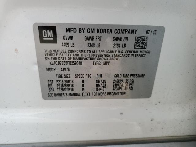 2015 BUICK ENCORE - KL4CJGSB5FB259348