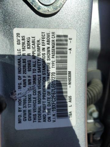 2020 HONDA CIVIC 19XFC2F67LE017270