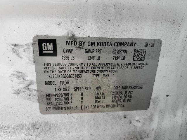 2016 CHEVROLET TRAX LS KL7CJKSB0GB757853