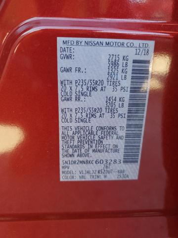 2019 NISSAN PATHFINDER - 5N1DR2MN8KC603283