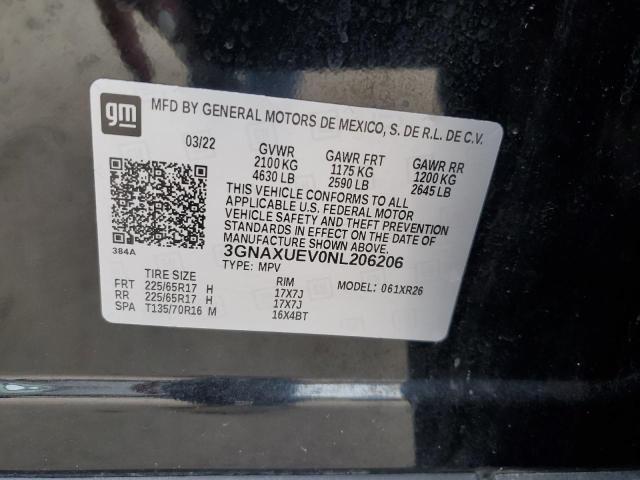 2022 CHEVROLET EQUINOX LT - 3GNAXUEV0NL206206