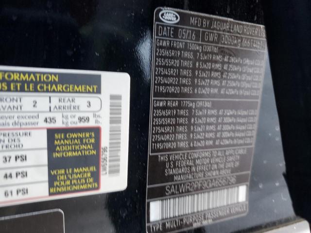 2016 LAND ROVER RANGE ROVE - SALWR2PF9GA656796