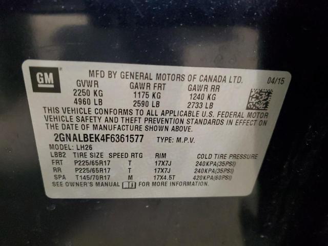 2015 CHEVROLET EQUINOX LT - 2GNALBEK4F6361577