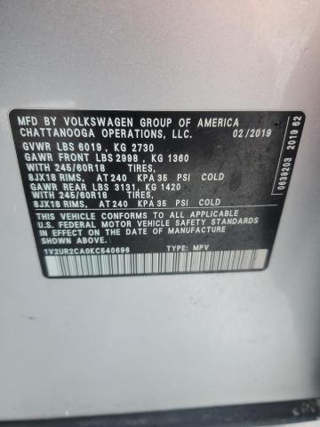 2019 VOLKSWAGEN ATLAS SE - 1V2UR2CA0KC540696