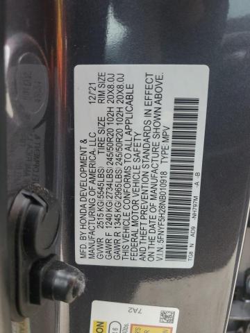 2022 HONDA PILOT SE - 5FNYF5H28NB010918