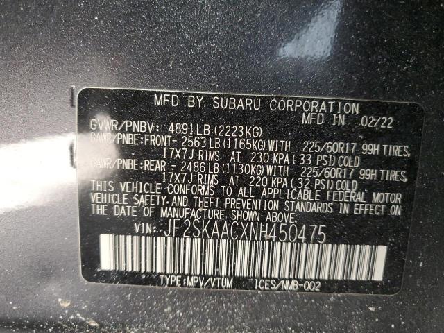 2022 SUBARU FORESTER JF2SKAACXNH450475