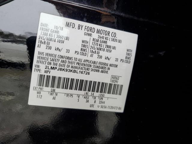 2019 LINCOLN NAUTILUS S 2LMPJ8K93KBL16726