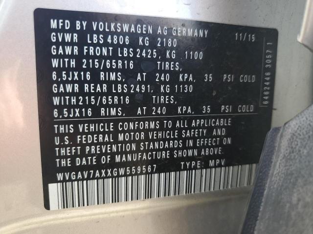 2016 VOLKSWAGEN TIGUAN S - WVGAV7AXXGW559567