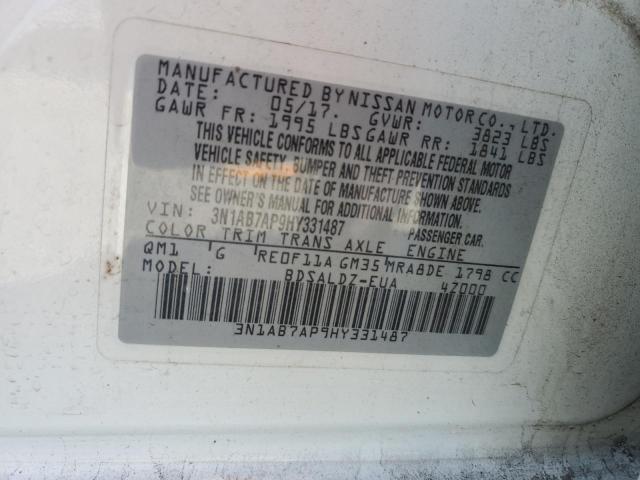 2017 NISSAN SENTRA S 3N1AB7AP9HY331487