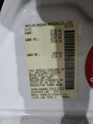 2019 NISSAN ALTIMA SL - 1N4BL4EW0KC182522