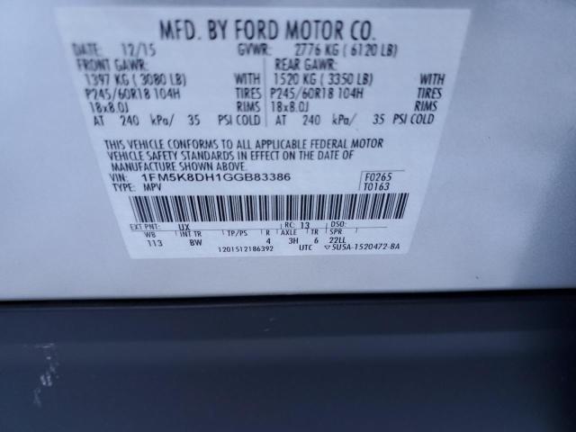 2016 FORD EXPLORER X - 1FM5K8DH1GGB83386