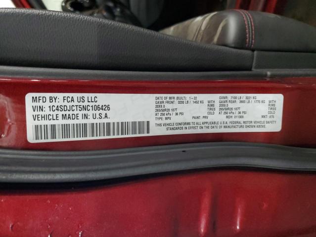 2022 DODGE DURANGO R/ - 1C4SDJCT5NC106426