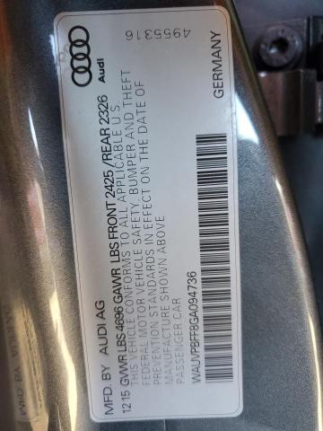 2016 AUDI A3 E-TRON WAUVPBFF8GA094736