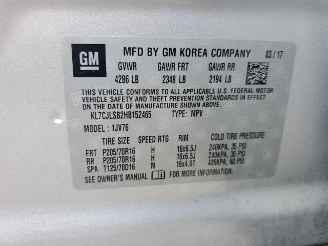 2017 CHEVROLET TRAX 1LT - KL7CJLSB2HB152465