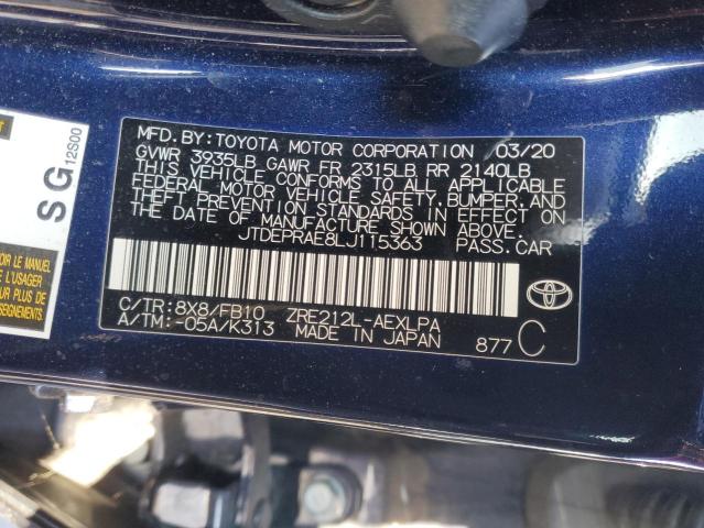 2020 TOYOTA COROLLA LE - JTDEPRAE8LJ115363