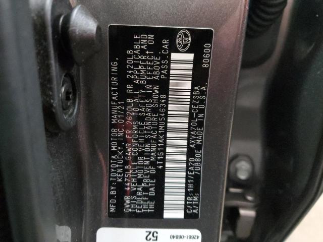 4t1g11ak1mu546348 - 2021 Toyota Camry Se - #88368855