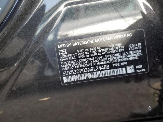 2022 BMW X3 XDRIVE3 - 5UX53DP03N9L24488