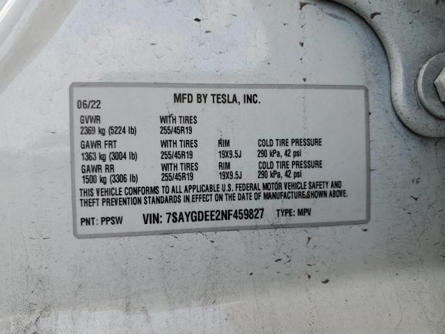 2022 TESLA MODEL Y - 7SAYGDEE2NF459827