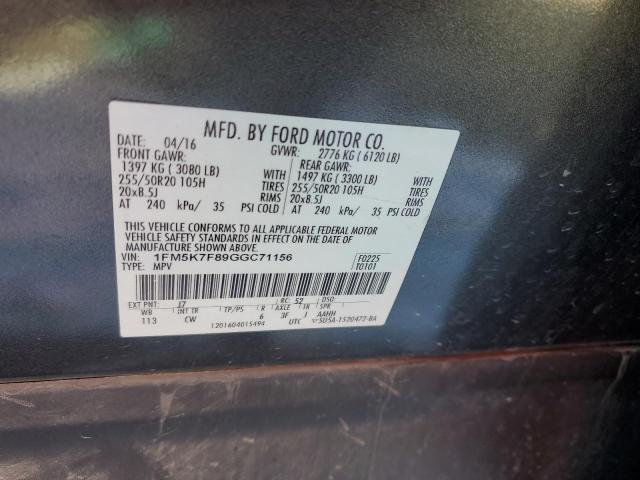 2016 FORD EXPLORER L - 1FM5K7F89GGC71156