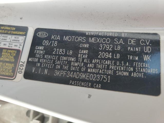 2019 KIA FORTE GT L 3KPF34AD9KE023751