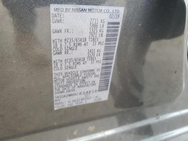 2019 NISSAN PATHFINDER 5N1DR2MM0KC614818