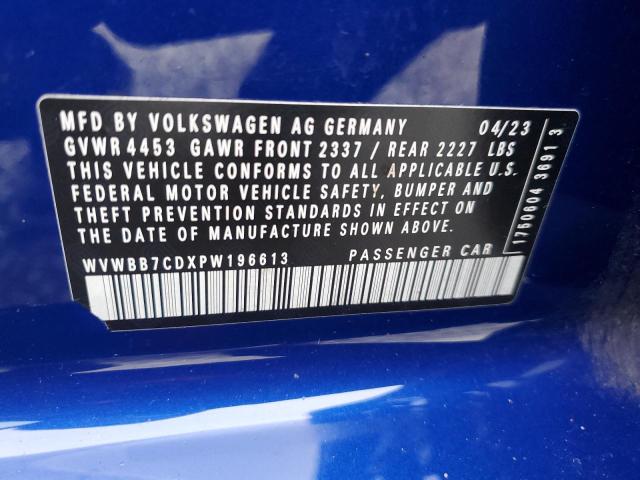 2023 VOLKSWAGEN GOLF R 20T WVWBB7CDXPW196613