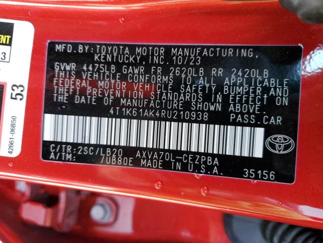 2024 TOYOTA CAMRY XSE - 4T1K61AK4RU210938