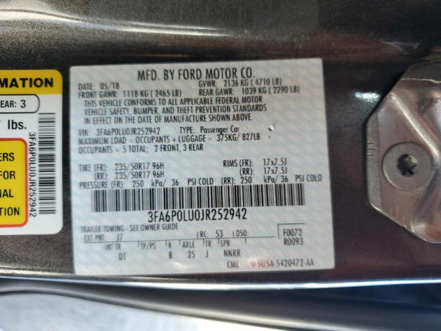 2018 FORD FUSION SE - 3FA6P0LU0JR252942