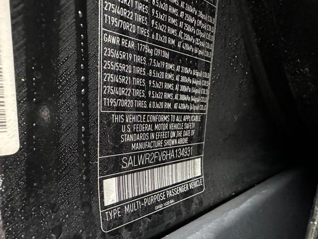 2017 LAND ROVER RANGE ROVE SALWR2FV6HA134931